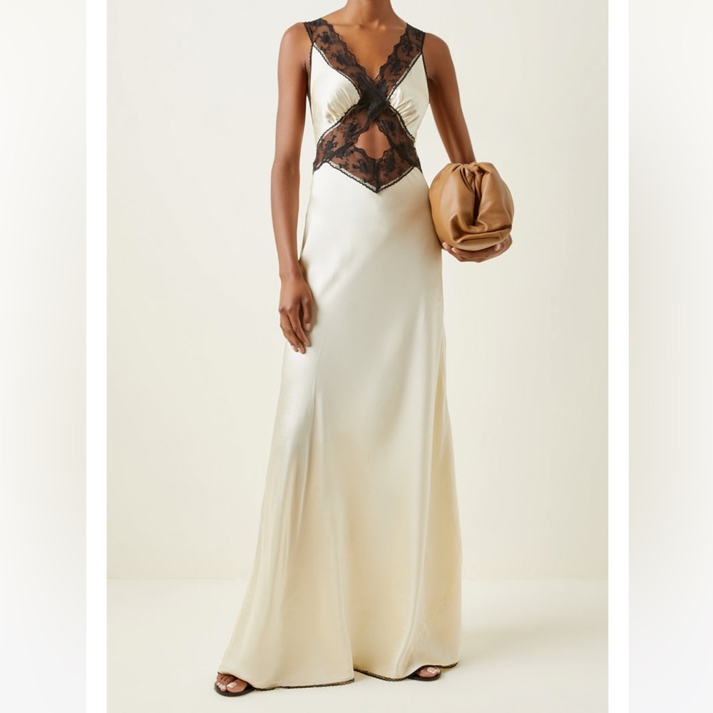 SIR Willa Lace-Trimmed Cutout Silk Maxi Dress size 0